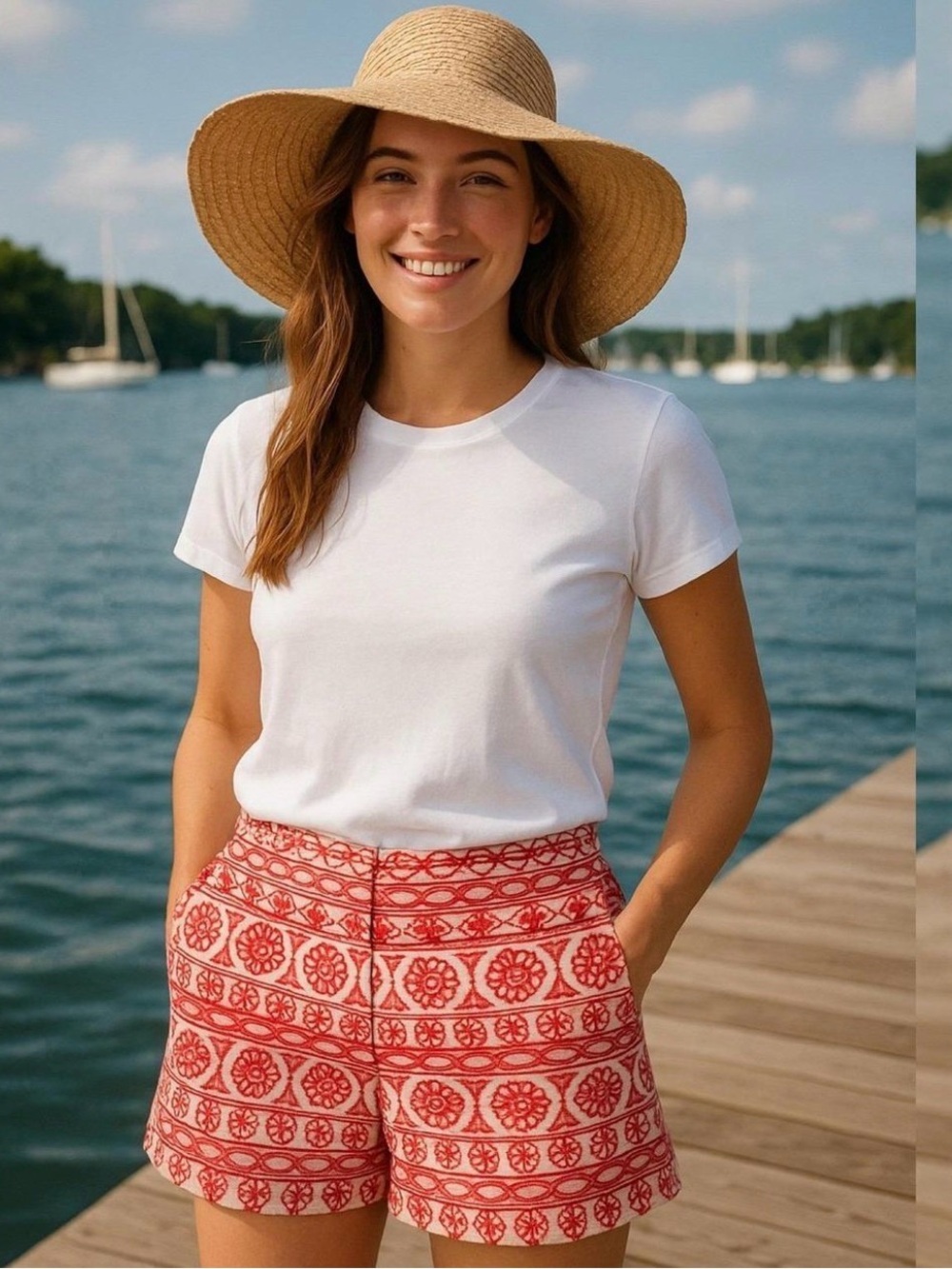 NWT LOFT Embroidered Shorts Size 6 Coastal Boho